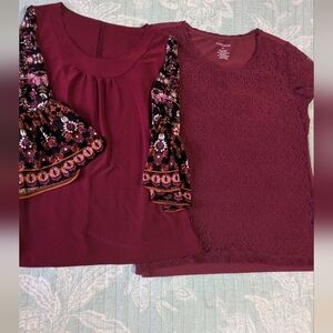 Pair Of Burgundy Tops. Size M.